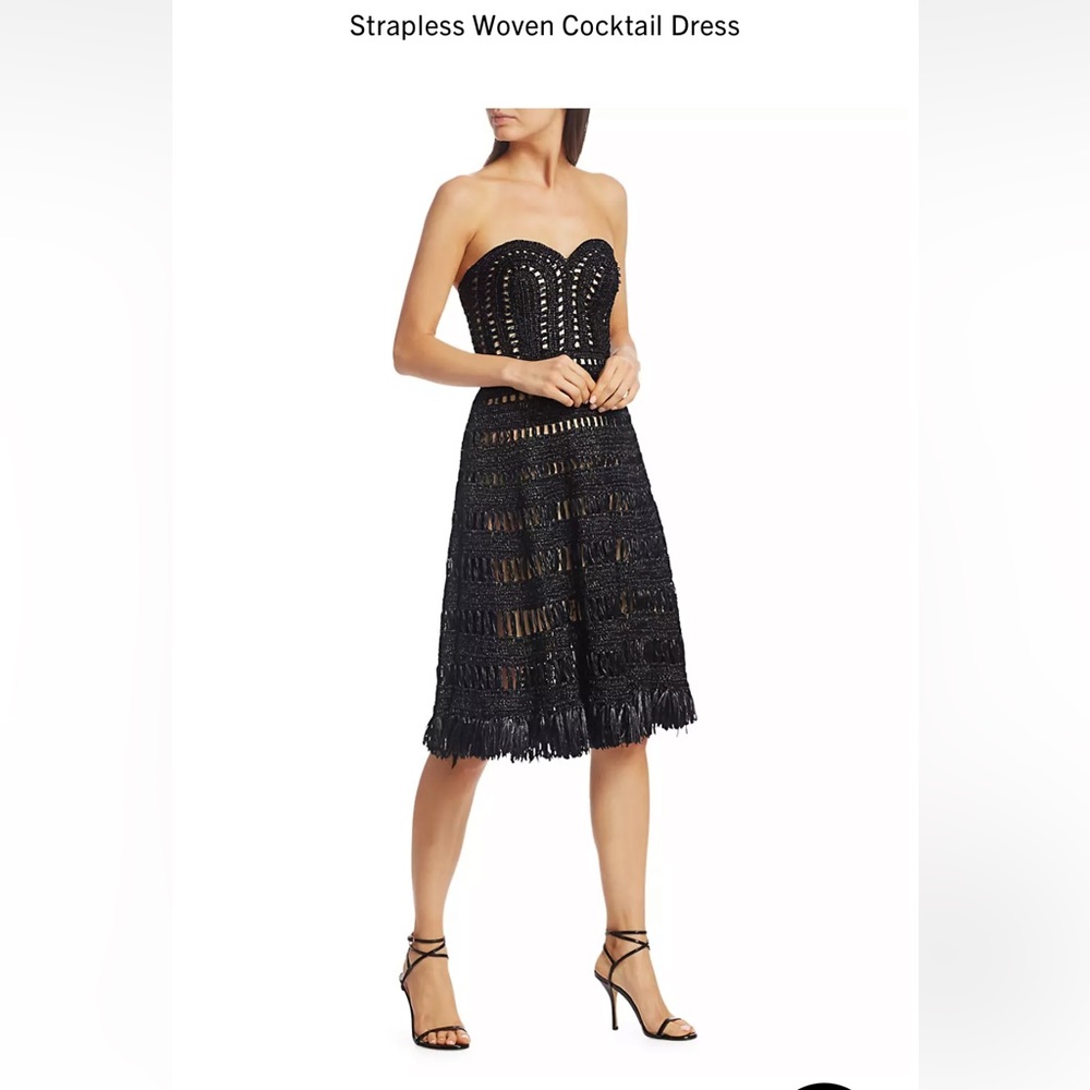 Oscar de la Renta Strapless Crochet Macrame Cocktail Dress - NWTags-size 6/8 - Picture 3 of 15